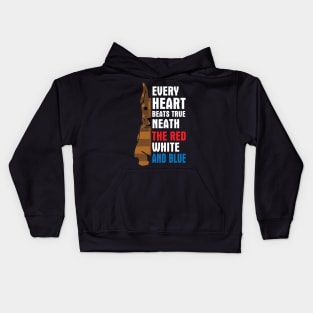 Greatdane Every Heart Beats True Neath The Red White And Blue Happy Independence July 4th Day Dogs Kids Hoodie